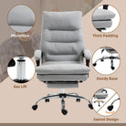 Vinsetto Office Chair, Ergonomic Desk Chair with 6-Point Vibration Massage and Back Heating, Microfibre Computer Gaming Chair with 135° Reclining Back and Footrest, Grey - anydaydirect