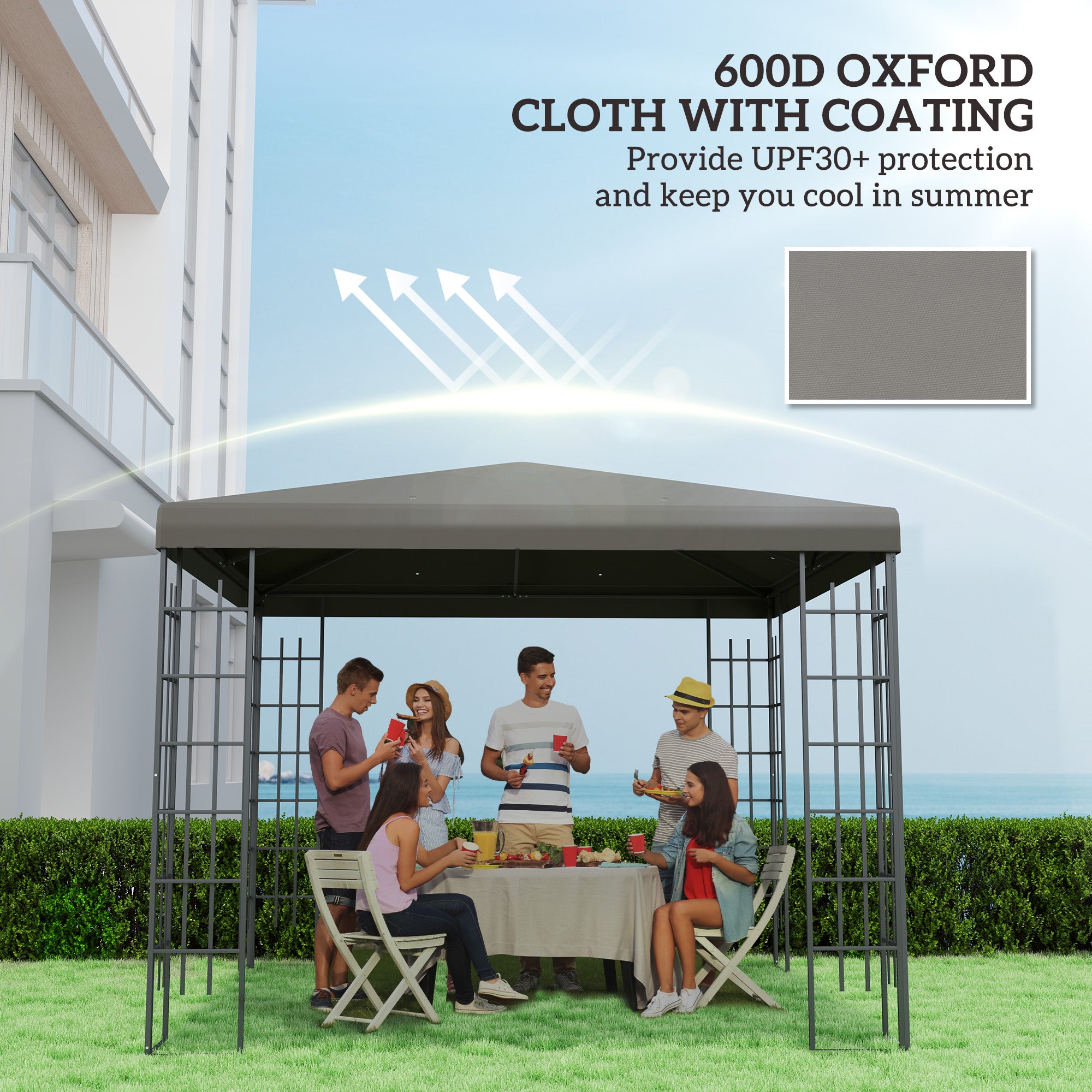 Outsunny 3 x 3(m) Gazebo Frame Replacement - Grey - anydaydirect