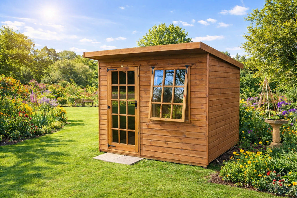 Newstead Wooden Garden Summerhouse Shed with charming design and double doors for easy access