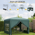 Outsunny 3 x 3m Pop Up Gazebo, Wedding Party Canopy Tent Marquee with Carry Bag and Windows, Green - anydaydirect