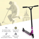 HOMCOM Stunt Scooter, 360° Entry Level Tricks Scooter w/ Lightweight Aluminium Deck and ABEC 7 Bearing, For Age 14+ Beginners, Purple - anydaydirect