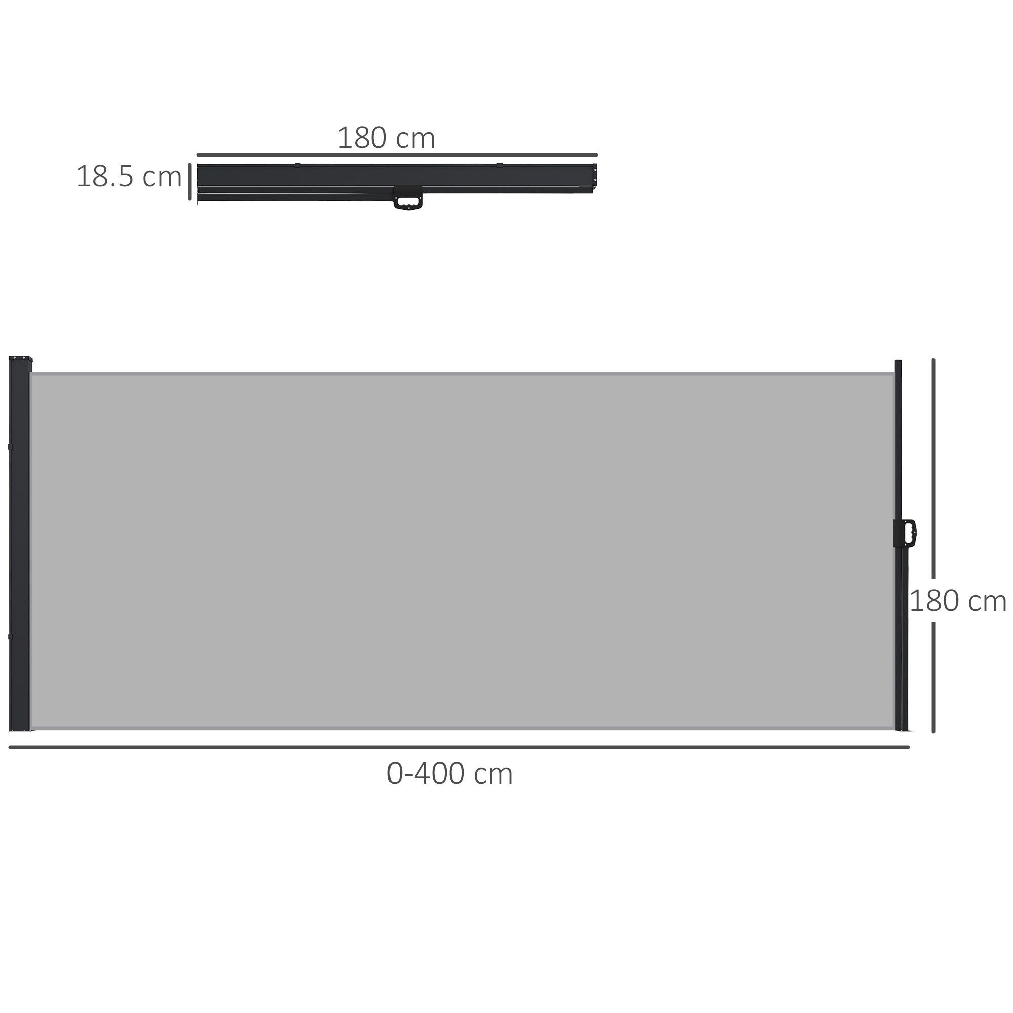Outsunny Retractable Side Awning, Outdoor Privacy Screen for Garden, Hot Tub, Balcony, Terrace, Pool, 400 x 180cm, Light Grey - anydaydirect