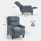 HOMCOM Recliner Armchair with Extended Leg Rest - Grey - anydaydirect