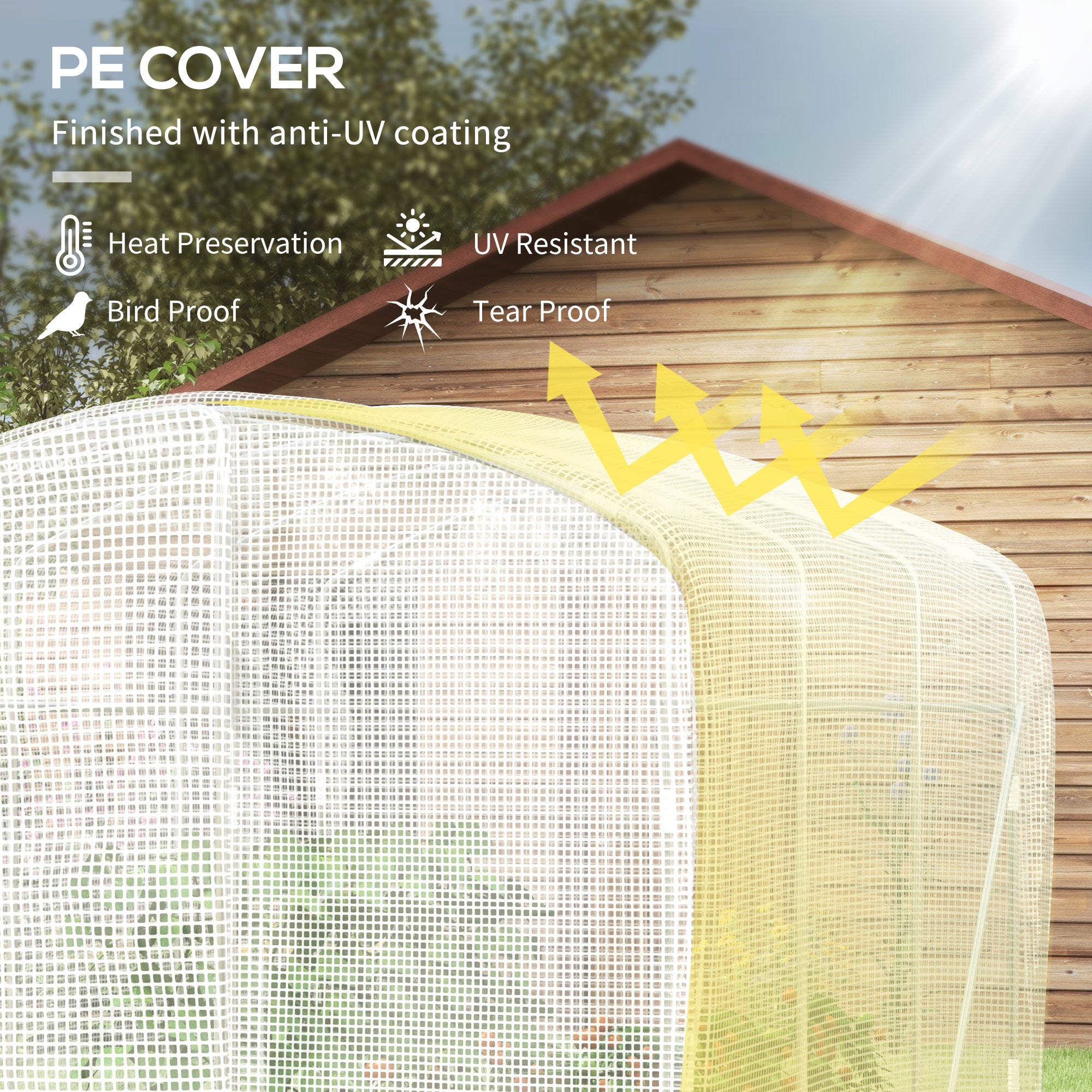 Outsunny Polytunnel Greenhouse Walk-in Grow House with UV-resistant PE Cover, Door and Galvanised Steel Frame, 2 x 2 x 2m, White - anydaydirect