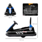 HOMCOM Electric Kids Bumper Car, 6V 360-Degree Rotation Waltzer Car, Battery Powered Ride on Car w/ 2 Speeds, Music, Gift for 18-48 Months, Black - anydaydirect