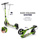 HOMCOM Kick Scooter, Folding 2 Wheel Scooter for 14+ Teens Adults, with Dual Brake System, Dual Suspension, 230mm Big Wheels, 3 Adjustable Handlebar, up to 100KG, Green - anydaydirect