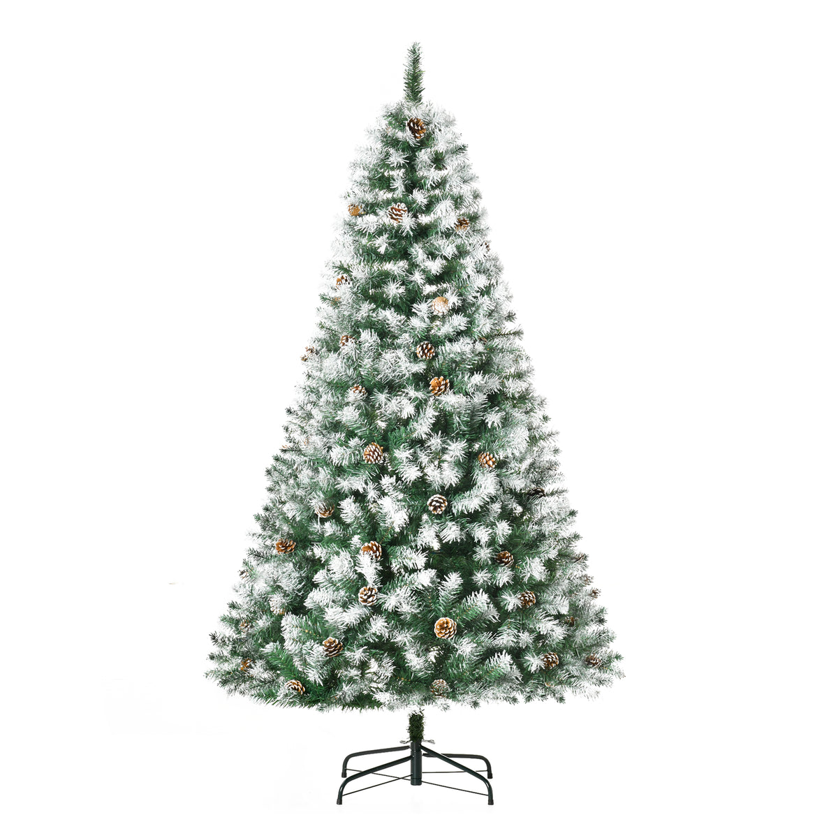 HOMCOM 6FT Artificial Christmas Tree with Pine Cones, Holiday Home Xmas Decoration Automatic Open, Green - anydaydirect