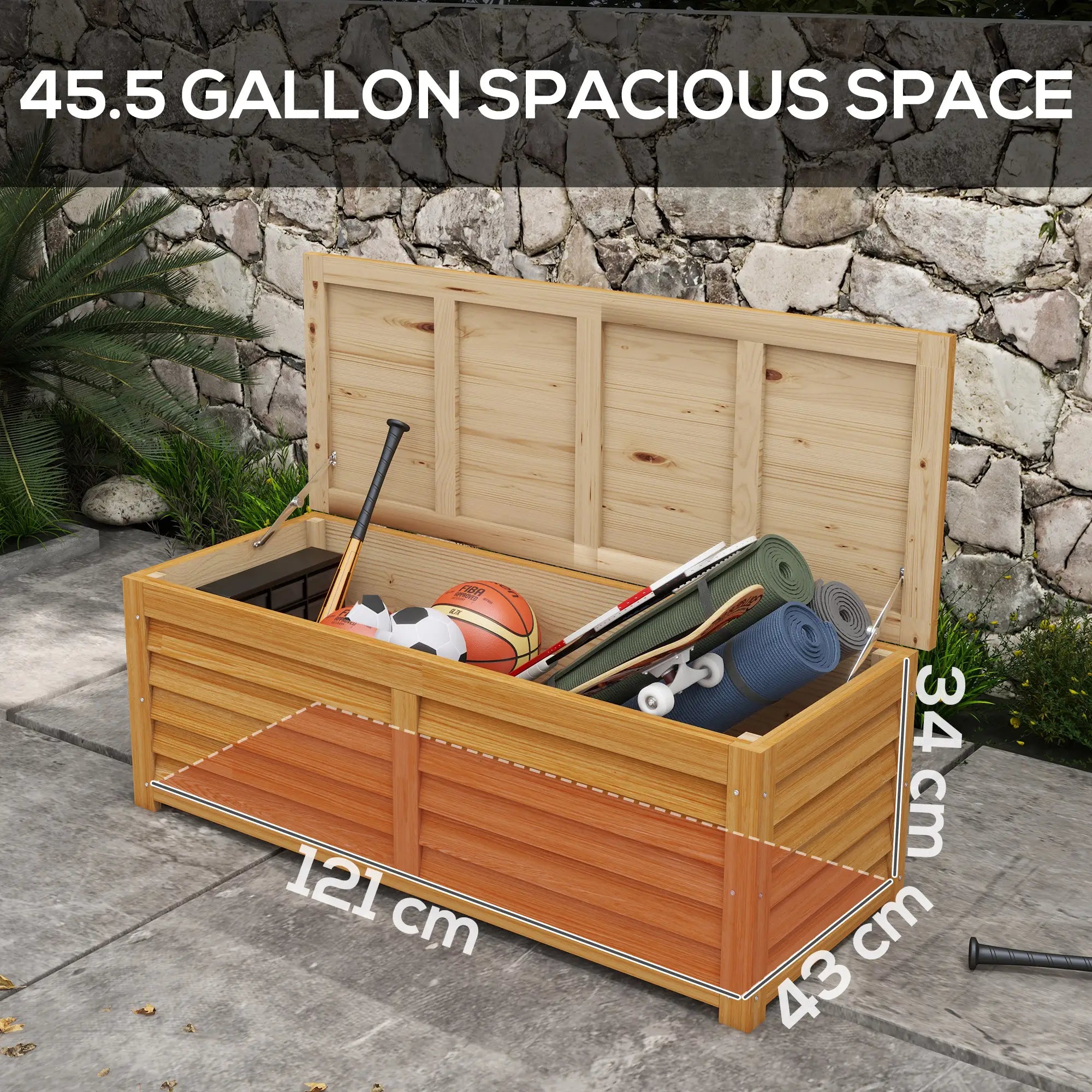 Outsunny 292L Outdoor Storage Box, Wooden Deck Box Garden Storage Container for Balcony, Porch, Poolside, Light Brown - anydaydirect