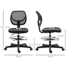 Vinsetto Ergonomic Mesh Standing Desk Chair with Adjustable Footrest Ring and Seat Height Black - anydaydirect