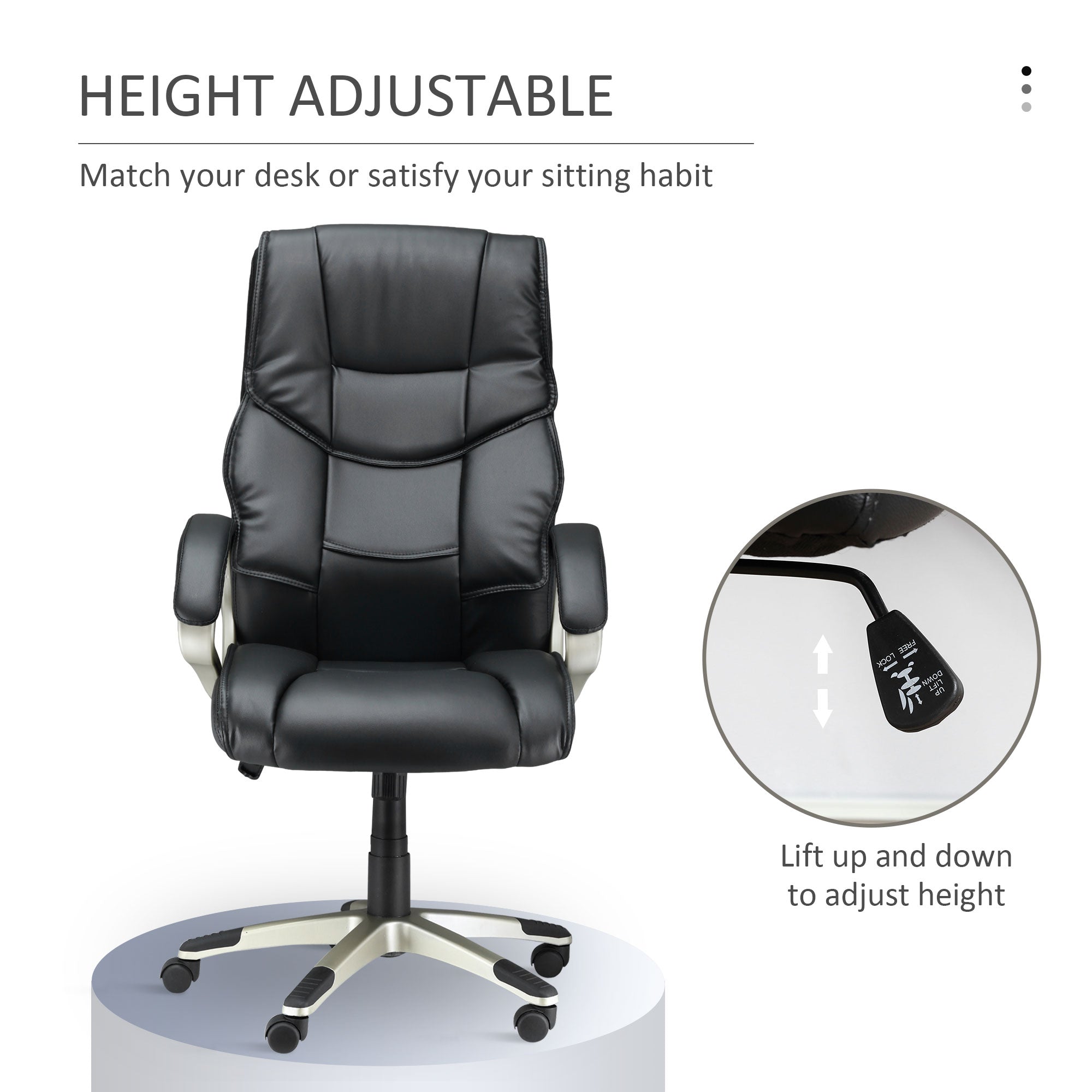 HOMCOM Home Office Chair High Back Computer Desk Chair with Faux Leather Adjustable Height Rocking Function Black - anydaydirect