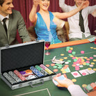 SPORTNOW 300-Piece Poker Chips Set, Poker Set with Mat, Chips, Two Card Decks, Dealer, Five Dices - anydaydirect