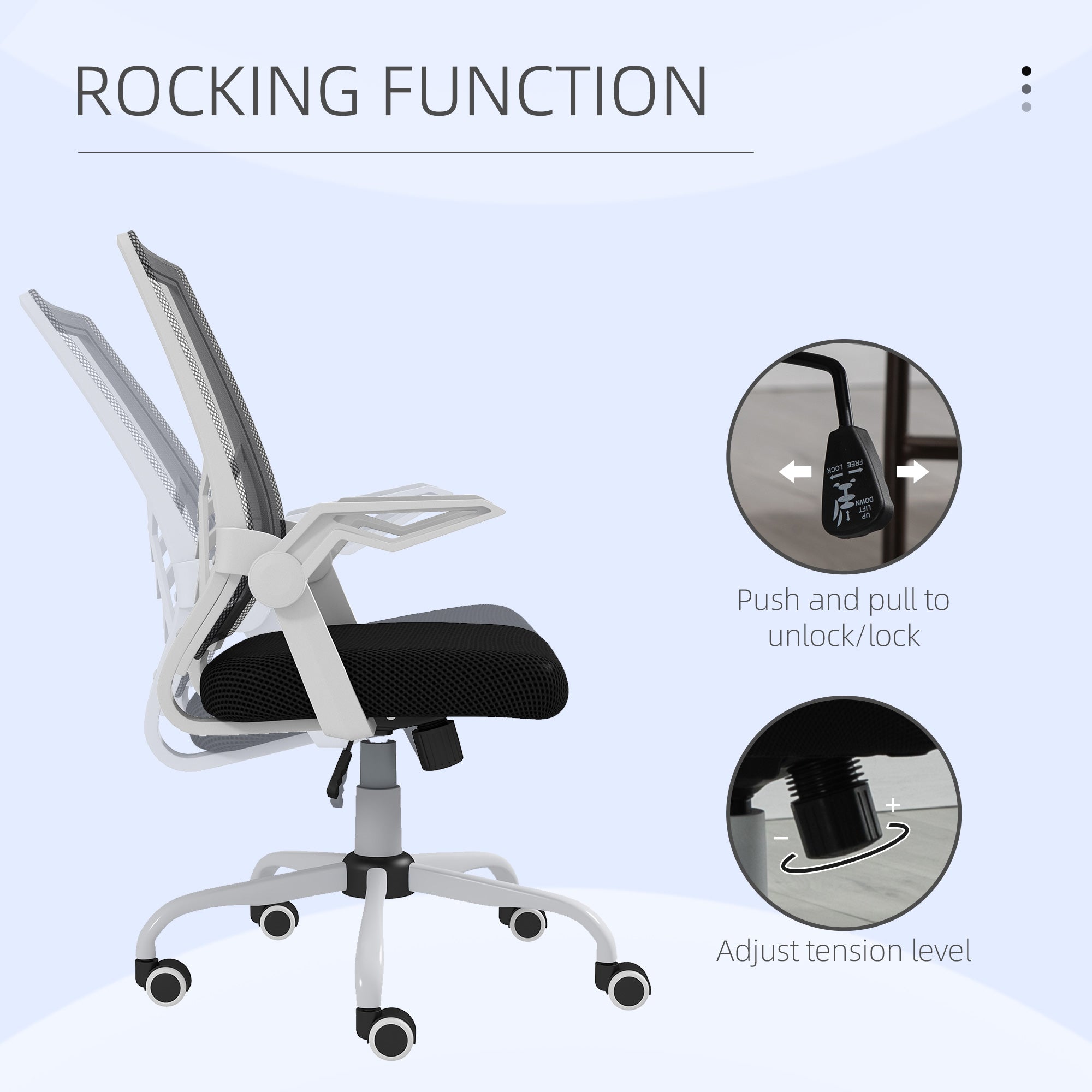 Vinsetto Mesh Office Chair, Computer Desk Chair with Flip-up Armrests, Lumbar Back Support and Swivel Wheels, Black - anydaydirect