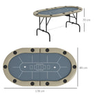 SPORTNOW 10 Player Folding Poker Table, with Cup Holders, Cushioning Edge, Brown and Blue - anydaydirect