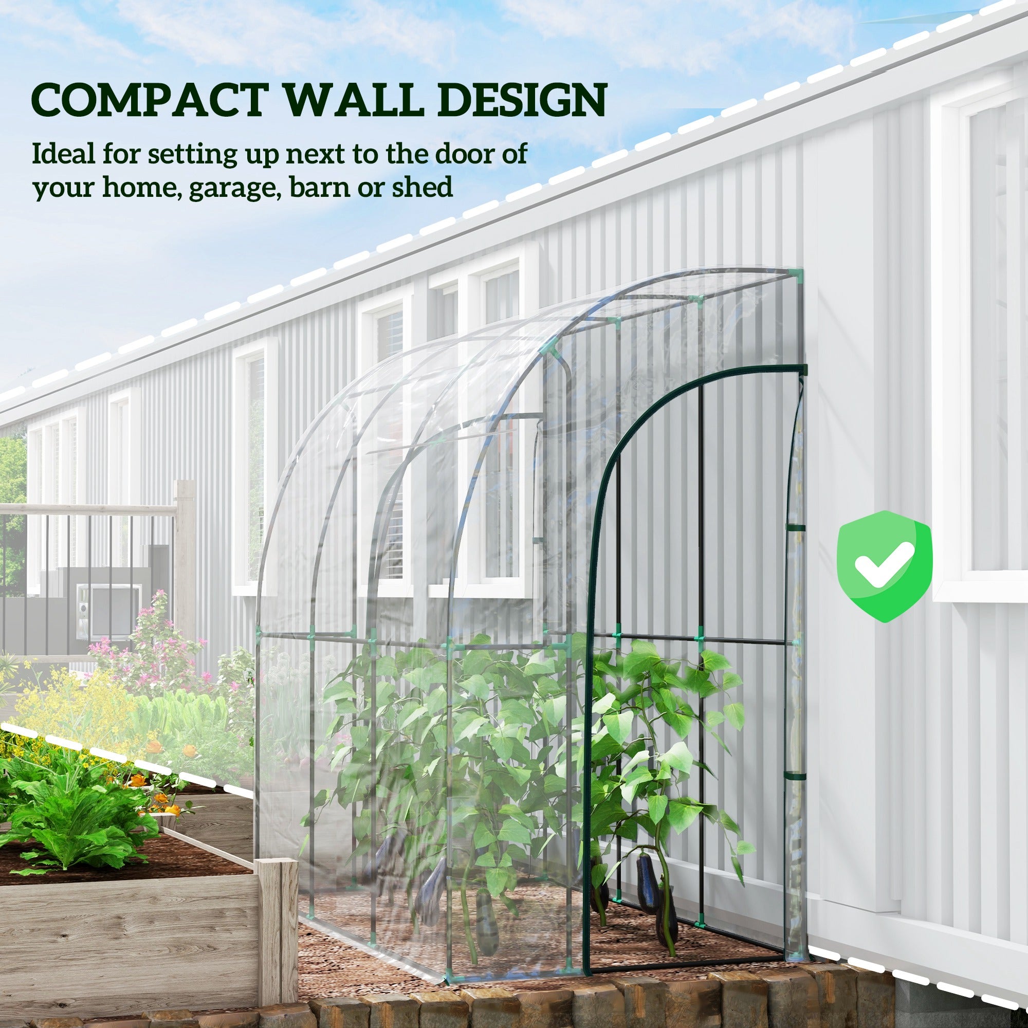 Outsunny 214cm x 118cm Walk-In Lean To Greenhouse, with Accessories - anydaydirect