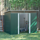 Outsunny Pent Roofed Metal Garden Shed House Hut Gardening Tool Storage w/ Ventilation 260L x 194W x 200H cm - anydaydirect
