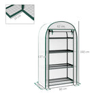 Outsunny 80 x 49 x 160cm Mini Greenhouse for Outdoor, Portable Gardening Plant Green House with Storage Shelf, Roll-Up Zippered Door, Metal Frame and PE Cover, White - anydaydirect