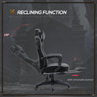 Vinsetto Computer Gaming Chair, Racing Desk Chair with Lumbar Support and Footrest, PU Leather Gamer Chair with Headrest and Swivel Wheels for Home, Grey - anydaydirect