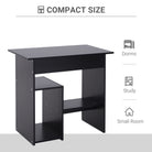 HOMCOM Compact Small Computer Table Wooden Desk Keyboard Tray Storage Shelf Modern Corner Table Home Office Black - anydaydirect