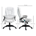 Vinsetto Massage Recliner Chair Heated Office Chair with Six Massage Points Linen-Feel Fabric 360° Swivel Wheels Cream White - anydaydirect