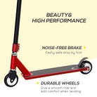 HOMCOM Stunt Scooter, 360° Entry Level Tricks Scooter w/ Lightweight Aluminium Deck and ABEC 7 Bearing, For Age 14+ Beginners, Red - anydaydirect