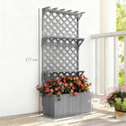 Outsunny 52L Wooden Planter, with Trellis and Shelves - Grey - anydaydirect