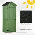 Outsunny Garden Shed Vertical Utility 3 Shelves Shed Wood Outdoor Garden Tool Storage Unit Storage Cabinet, 77 x 54.2 x 179cm - Green - anydaydirect