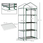 Outsunny 4 Tiers Mini Portable Greenhouse Compact Plant Grow Shed Metal Frame Transparent Clear Cover 160H x 70L x 50Wcm - anydaydirect