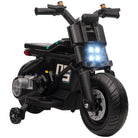 HOMCOM Kids Electric Motorbike with Siren, Horn, Headlights, Music, Training Wheels, for Ages 3-5 Years - Black - anydaydirect
