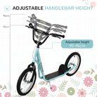 HOMCOM Kids Kick Scooter, Steel Frame, Adjustable Height, Smooth Ride, Safety Brakes, Blue - anydaydirect