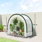 Outsunny Foldable Small Greenhouse, Portable Green House Mini Greenhouse with Zipper Door, PE Base, 200 x 80 x 164 cm, Green - anydaydirect