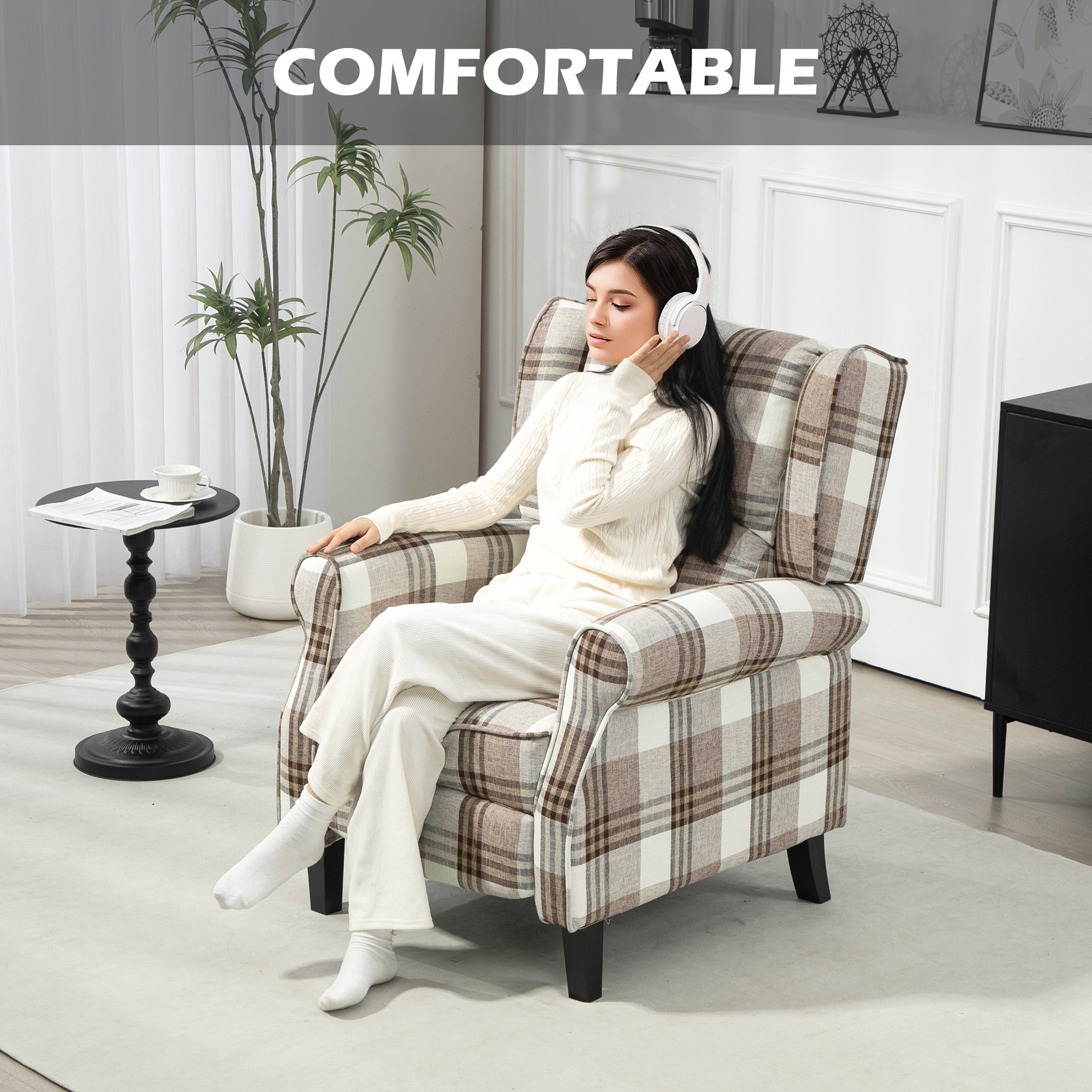 HOMCOM 160° Reclining Armchair, with Footrest - Brown - anydaydirect