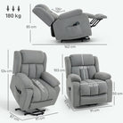 HOMCOM Eight-Point Massage Electric Lift Chair - Light Grey - anydaydirect