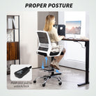 HOMCOM Draughtsman Chair, Mesh Drafting Chair, Ergonomic Office Chair with Lumbar Support, Adjustable Foot Ring, Black - anydaydirect