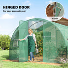 Outsunny 3 x 4 m Walk-in Polytunnel Greenhouse with Hinged Door and 8 Roll Up Mesh Windows, Garden Tunnel Warm House Tent, Green - anydaydirect
