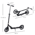HOMCOM Foldable Kids Scooter, Adjustable Height, Rear Brake, Ride On Toy for Ages 3-8, Black - anydaydirect