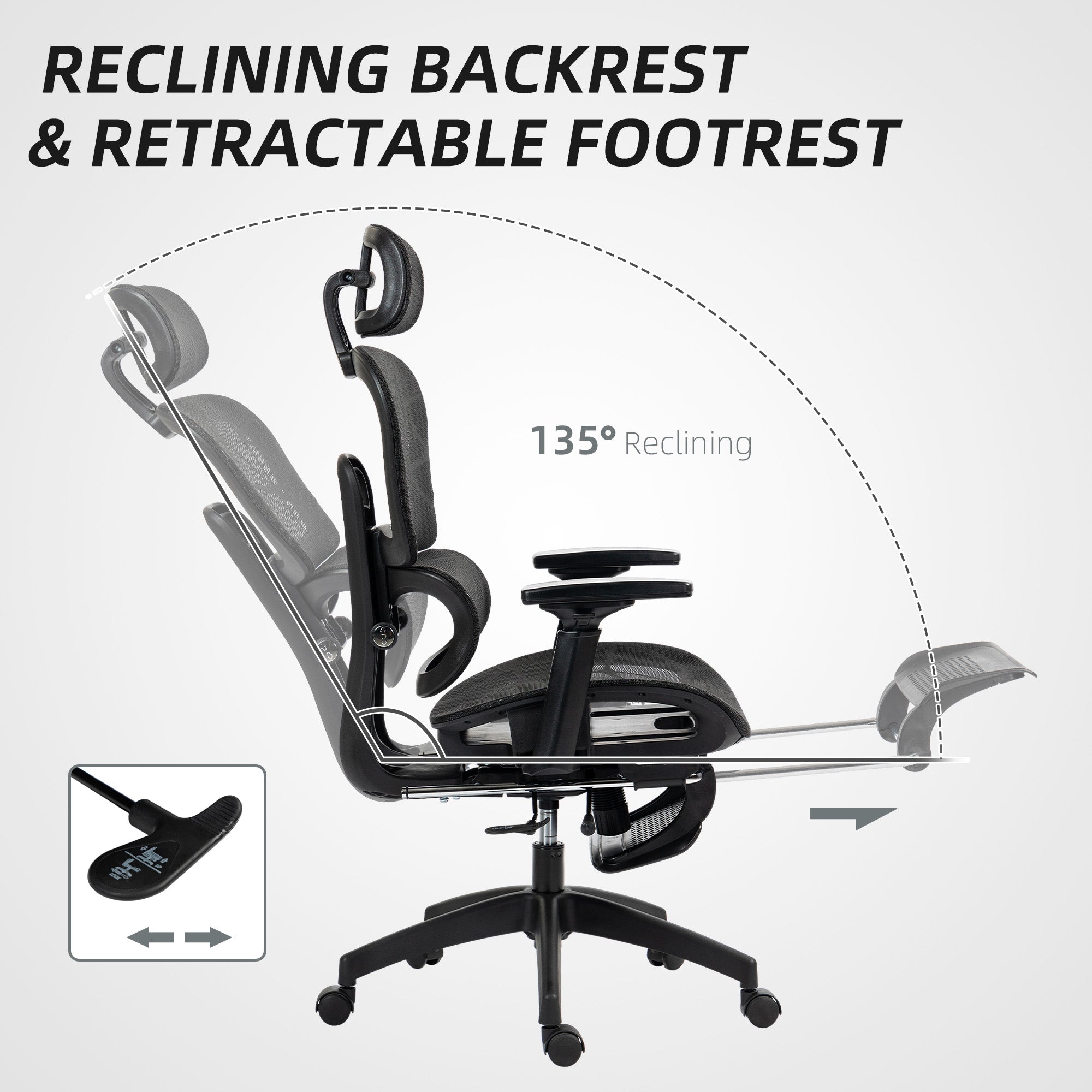 HOMCOM Multi-Adjustable Mesh Office Chair - Black - anydaydirect