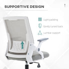 Vinsetto Mesh Office Chair, Desk Chair with Lumbar Support, Flip-up Armrest, Swivel Wheels, Adjustable Height, Grey - anydaydirect
