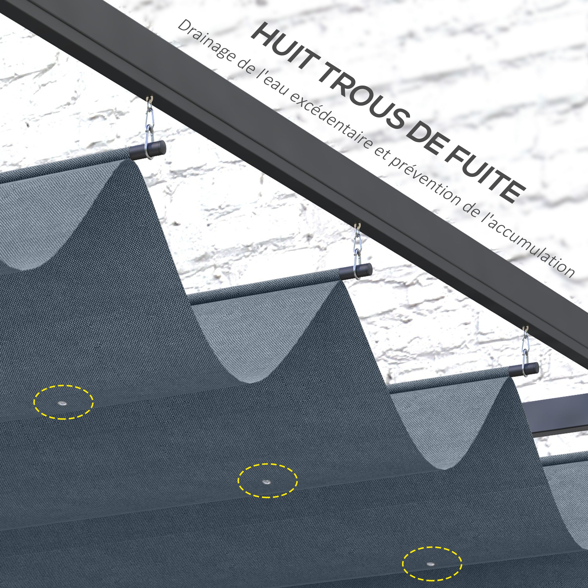 Outsunny Pergola Roof, Retractable Sun Shade Cover for 2.85 x 2m Pergola, UV30+ Protected, Dark Grey - anydaydirect