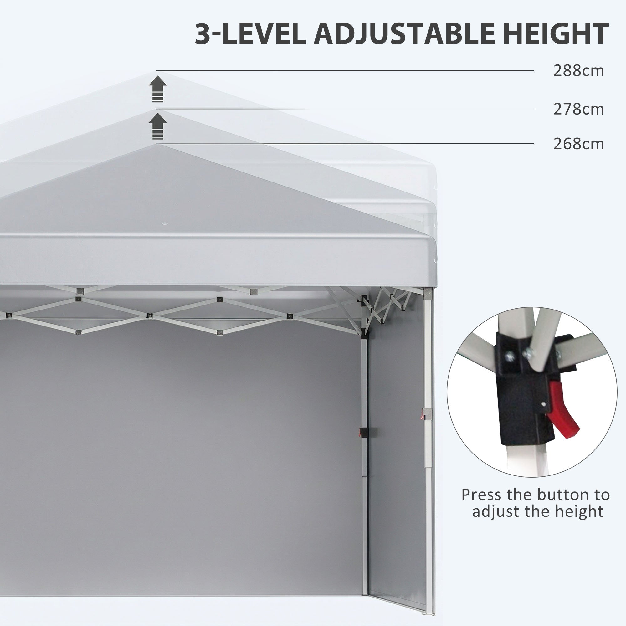 Outsunny 3 x 3 m Pop Up Gazebo, UPF 30+ Party Tent with 2 Sidewalls, Weight Bags and Wheeled Bag, Light Grey - anydaydirect