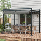 Outsunny 3 x 3(m) Retractable Pergola, Garden Gazebo Shelter with Aluminium Frame, for Grill, Patio, Deck, Dark Grey - anydaydirect
