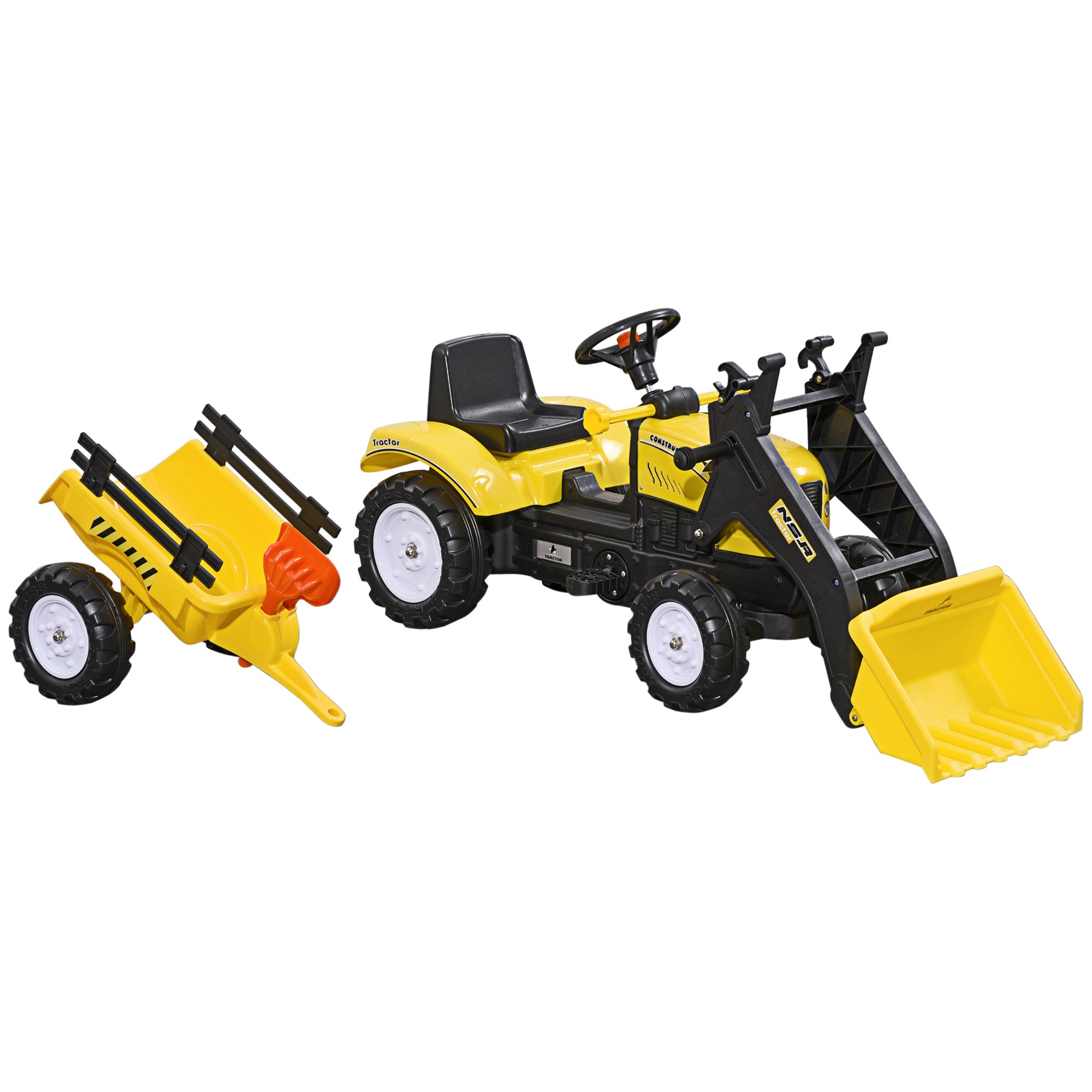 HOMCOM Kids Pedal Go Kart Excavator-Yellow - anydaydirect