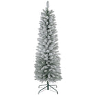 HOMCOM 6ft Artificial Pencil Christmas Tree with 329 Snow Flocked Tips, Metal Base, Realistic Xmas Tree - anydaydirect