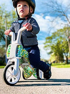 Chillafish Bunzi gradual balance bike and tricycle, 2-in-1 ride on toy for 1-3 year old, combines toddler tricycle and adjustable lightweight balance bike in one, silent non-marking wheels, Fad Graffiti - anydaydirect