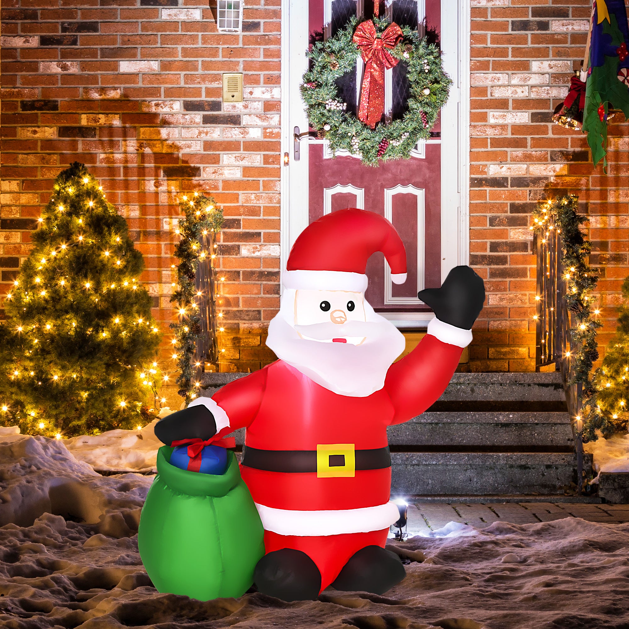 HOMCOM Inflatable Blow up Christmas Santa Claus 120cm LED Lighted Yard - anydaydirect
