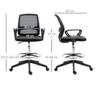 Vinsetto Ergonomic Mesh Back Drafting Chair, Tall Office Chair, Draughtsman Chair with Adjustable Height and Footrest 360° Swivel, Set of 5 - anydaydirect