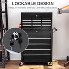 HOMCOM 14 Drawer, Two-Part Tool Storage Chest on Wheels - Black - anydaydirect