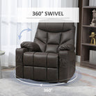 HOMCOM Manual Reclining Chair, Recliner Armchair with Faux Leather, Footrest, Cup Holders, 86x93x102cm, Brown - anydaydirect