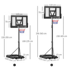 SPORTNOW 2.3-3.05m Basketball Hoop and Stand, with Weighted Base, Wheels, Black - anydaydirect