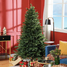 HOMCOM 6ft Artificial Christmas Tree with 1821 Tips, Metal Base, Realistic Hinged Xmas Tree for Home Office, Green - anydaydirect