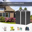 Outsunny 5ft x 4ft Garden Metal Storage Shed, Tool Storage Shed with Sliding Door, Sloped Roof and Floor Foundation for Garden, Backyard, Patio, Grey - anydaydirect